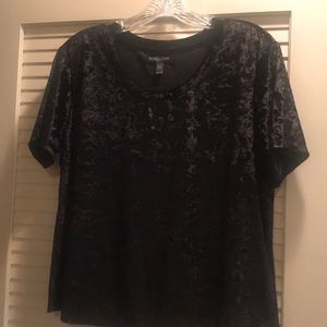 Black short sleeve dressy Eileen Fisher top petite